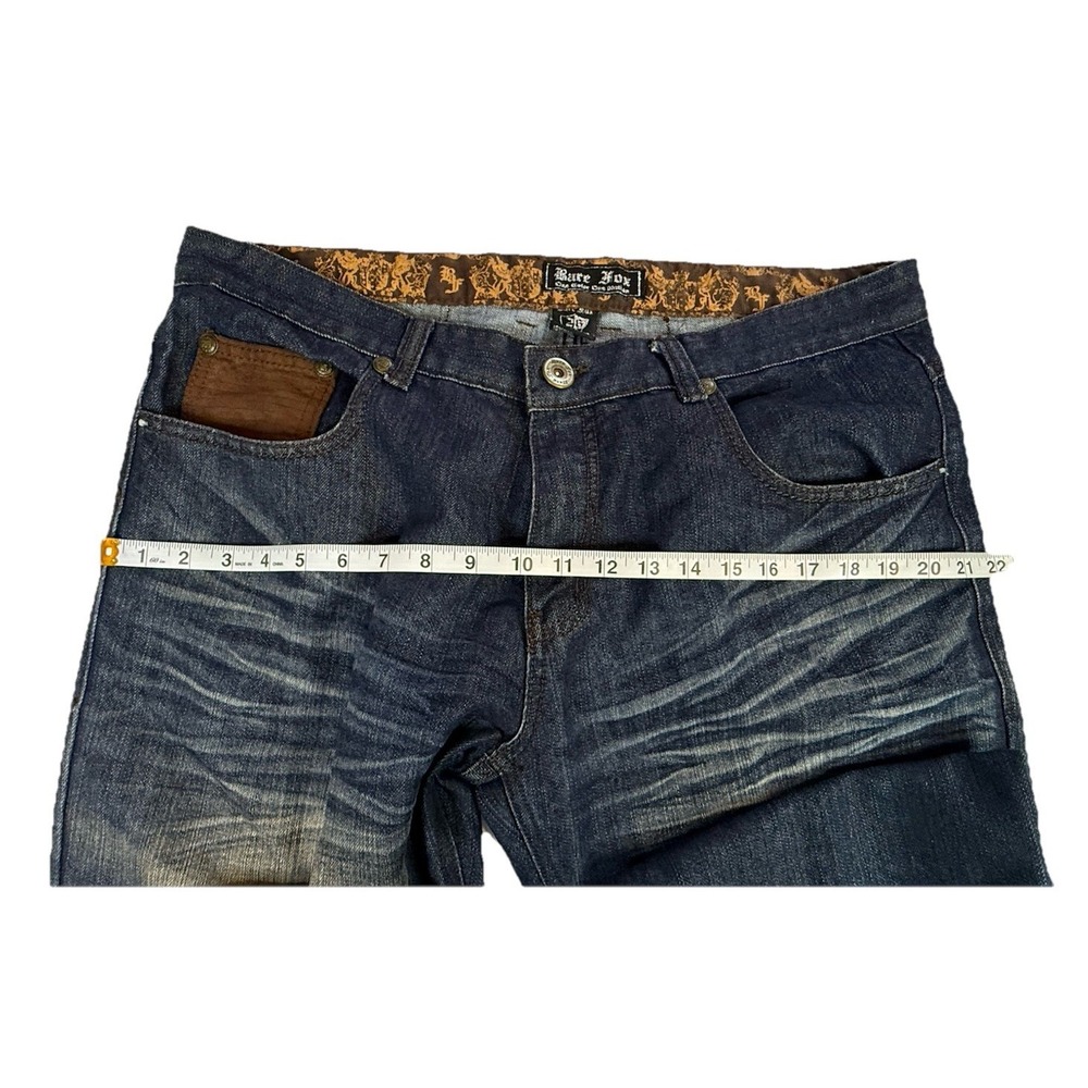 Men's Bare Fox Premium Couture 26x33 Dark Wash Jeans Y2K Streetwear Denim - Picture 3 of 9